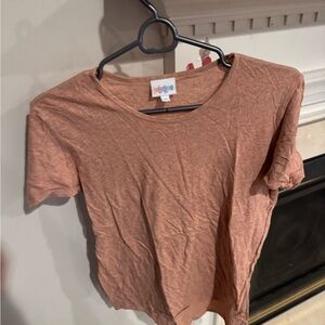 Lularoe girls Gracie short sleeve tshirt, tan, 14